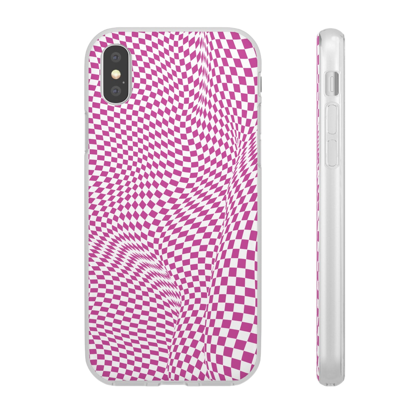 TRIPPY PINK CHECKERED IPHONE FLEXI PHONECASE