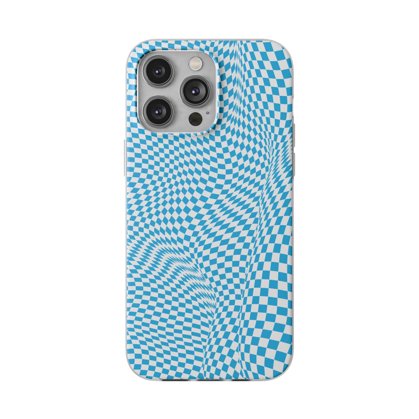 TRIPPY BLUE CHECKERED IPHONE FLEXI PHONECASE
