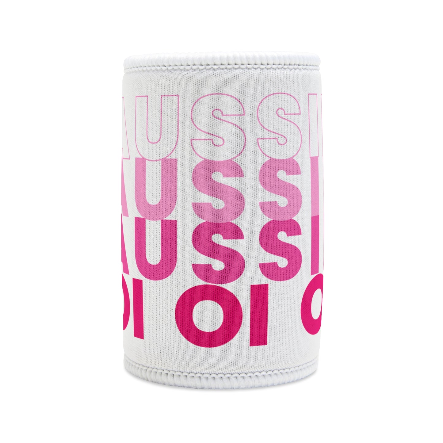 AUSSIE OI (WHT, PINK) WHITE STUBBY COOLER