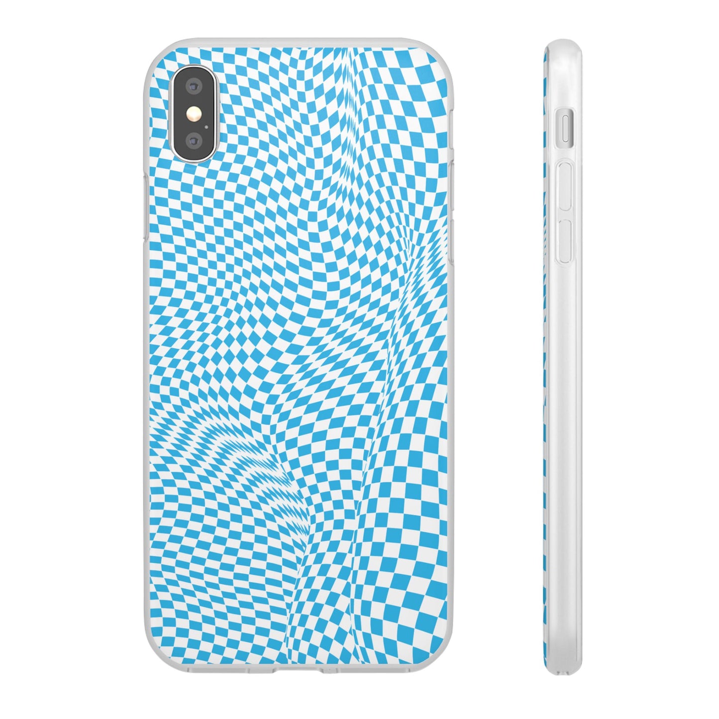 TRIPPY BLUE CHECKERED IPHONE FLEXI PHONECASE