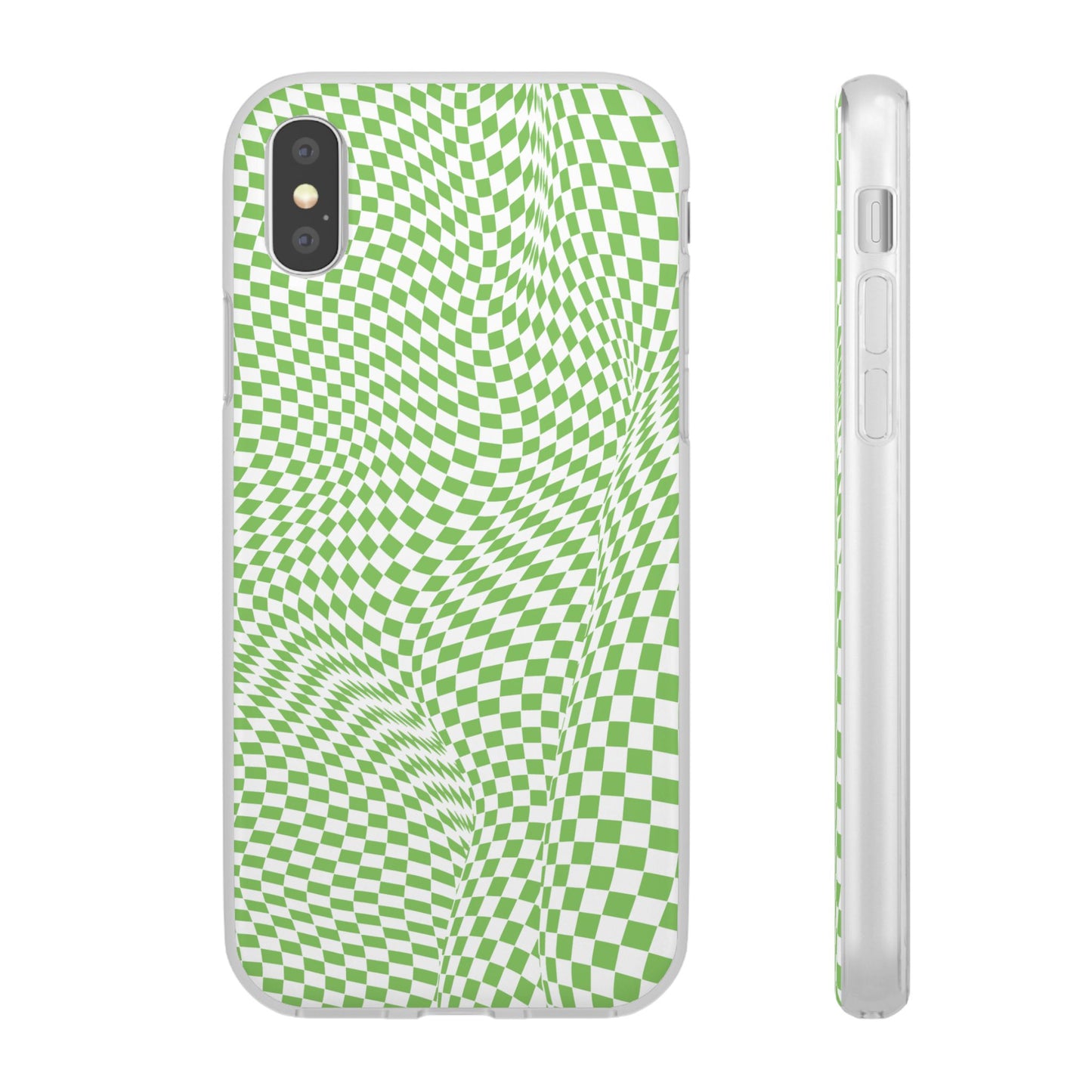 TRIPPY GREEN CHECKERED IPHONE FLEXI PHONECASE