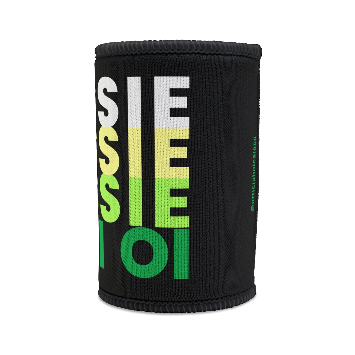 AUSSIE OI (WHT, YELLOW, GRN) BLACK STUBBY COOLER