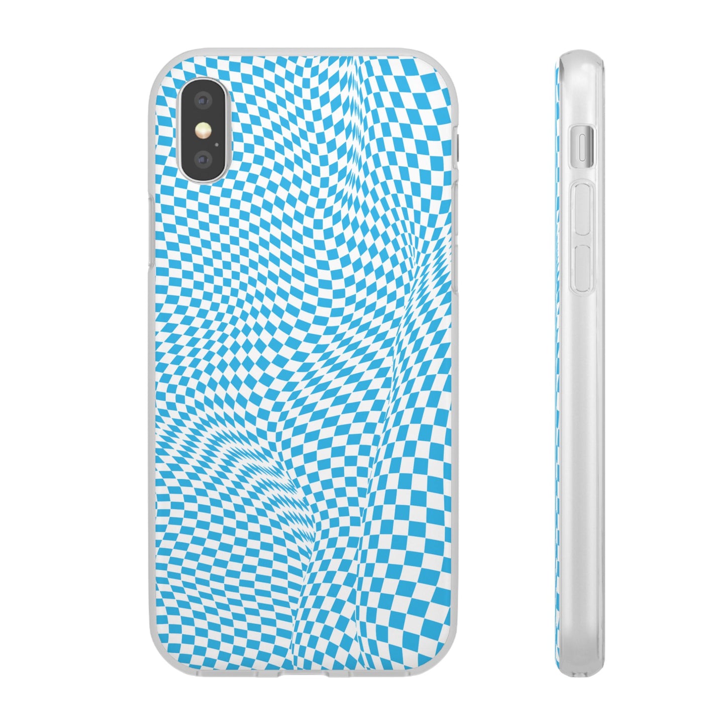 TRIPPY BLUE CHECKERED IPHONE FLEXI PHONECASE
