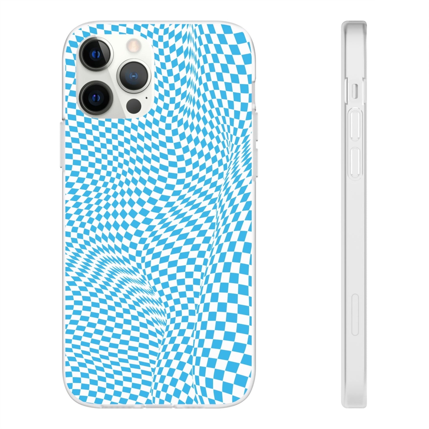 TRIPPY BLUE CHECKERED IPHONE FLEXI PHONECASE