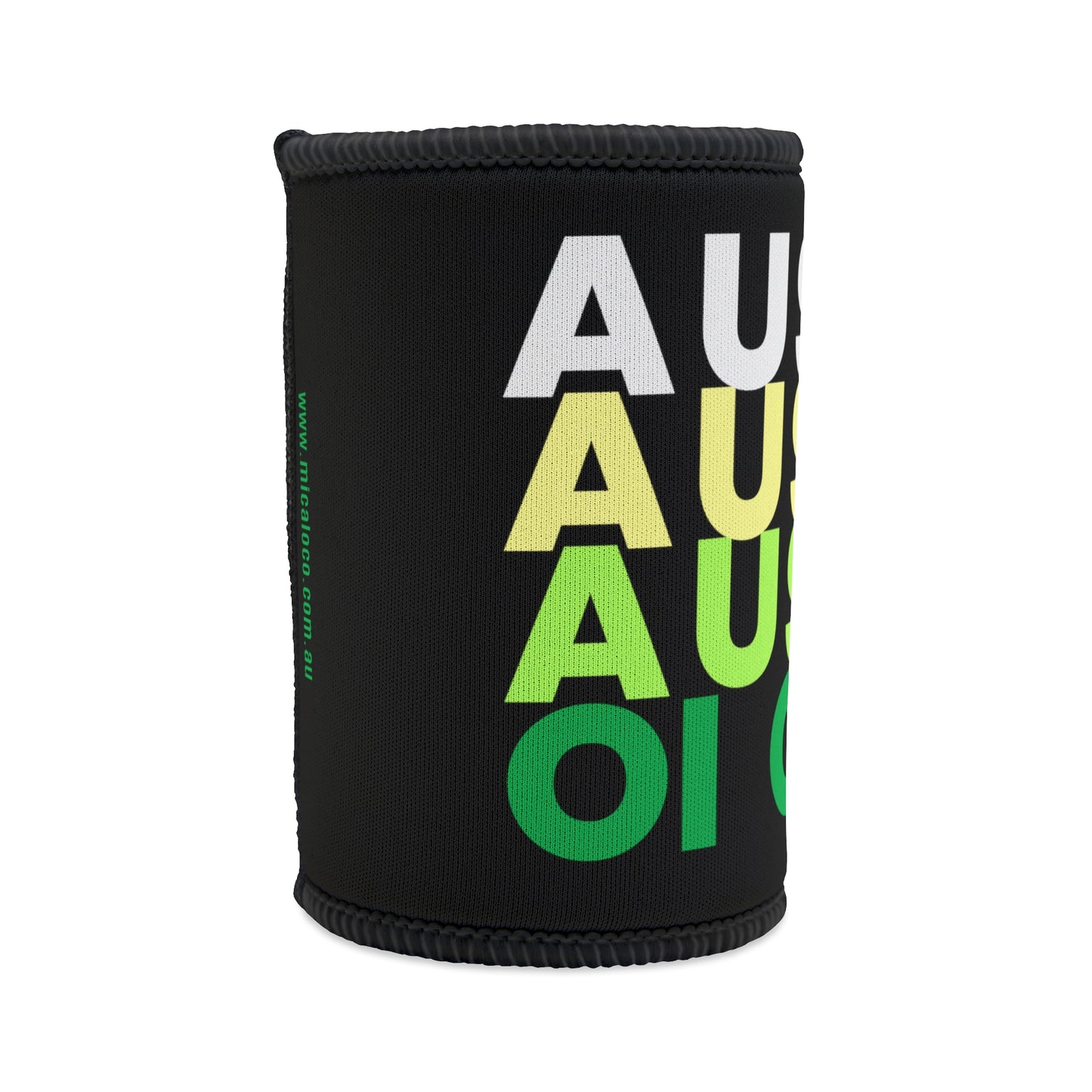 AUSSIE OI (WHT, YELLOW, GRN) BLACK STUBBY COOLER
