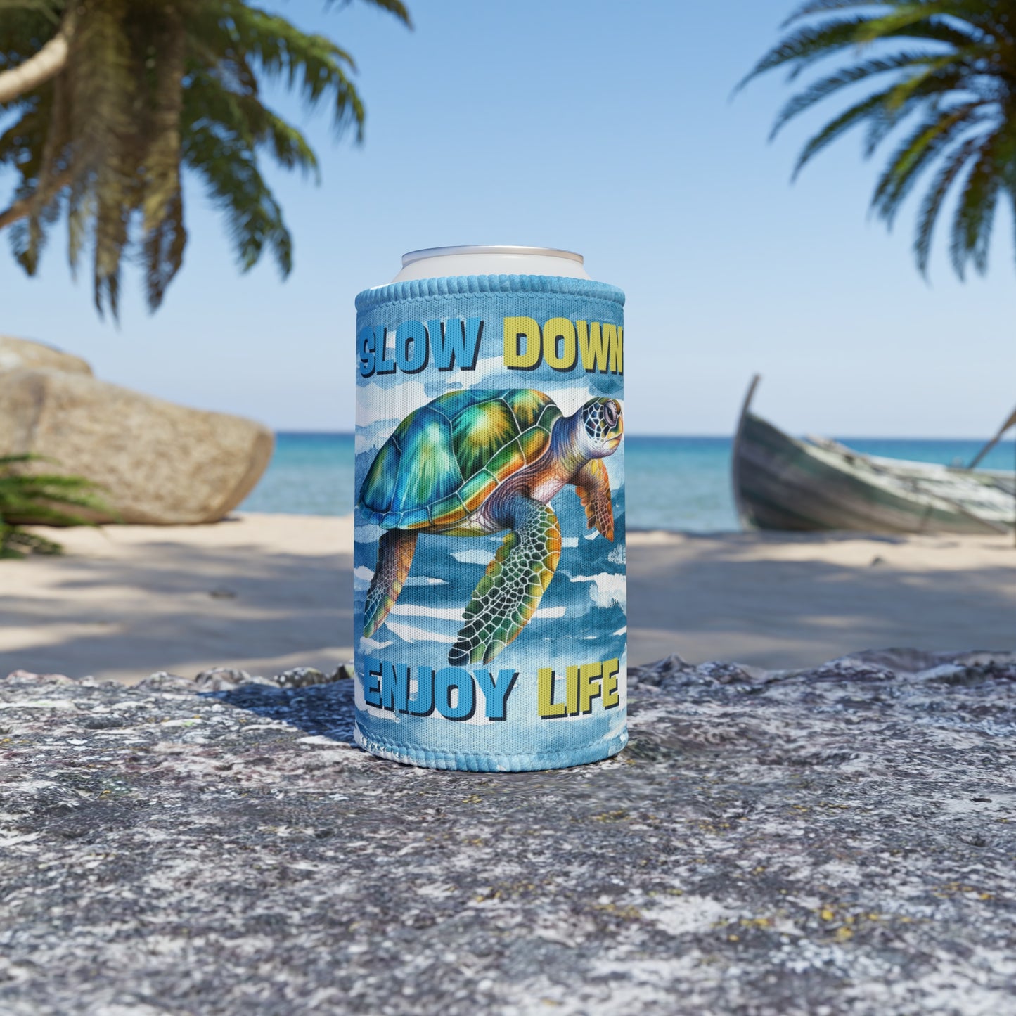 SLOW DOWN ENJOY LIFE TURTLE STUBBY COOLER