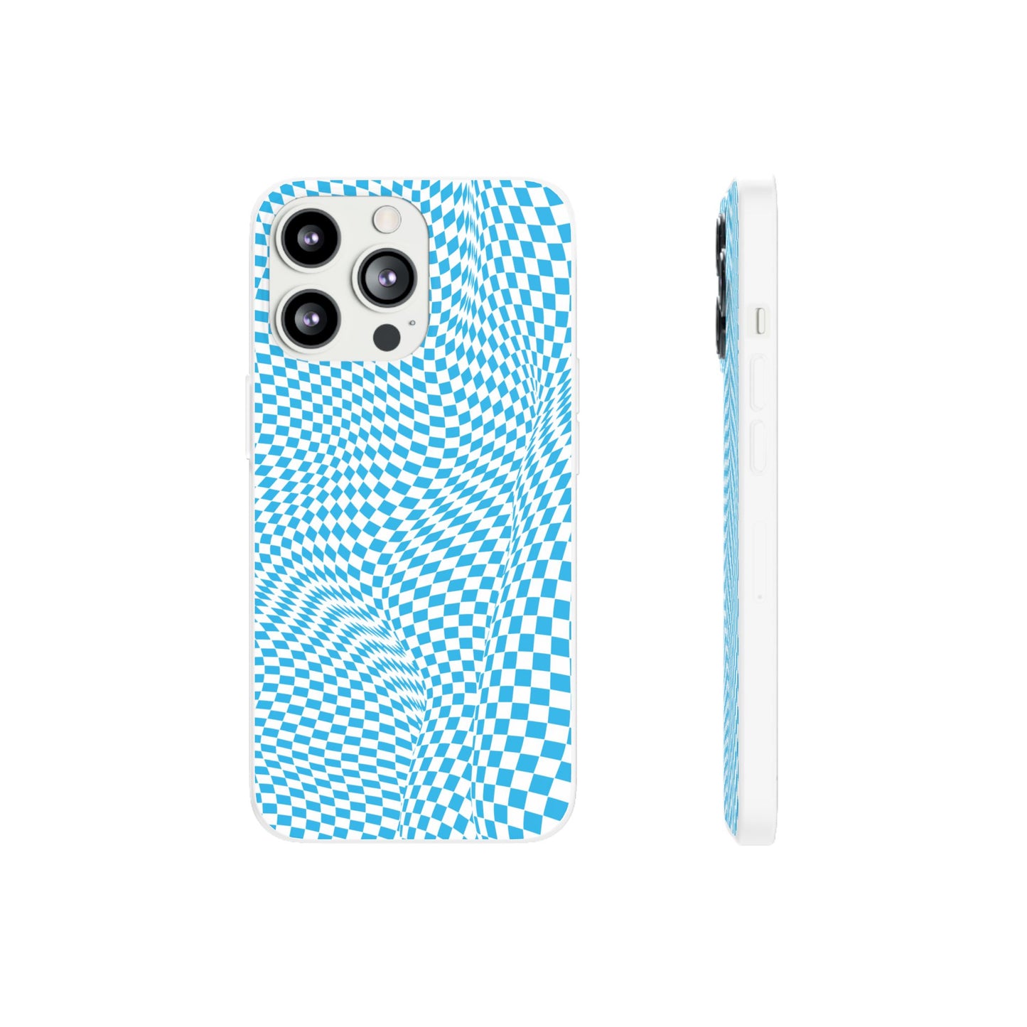 TRIPPY BLUE CHECKERED IPHONE FLEXI PHONECASE