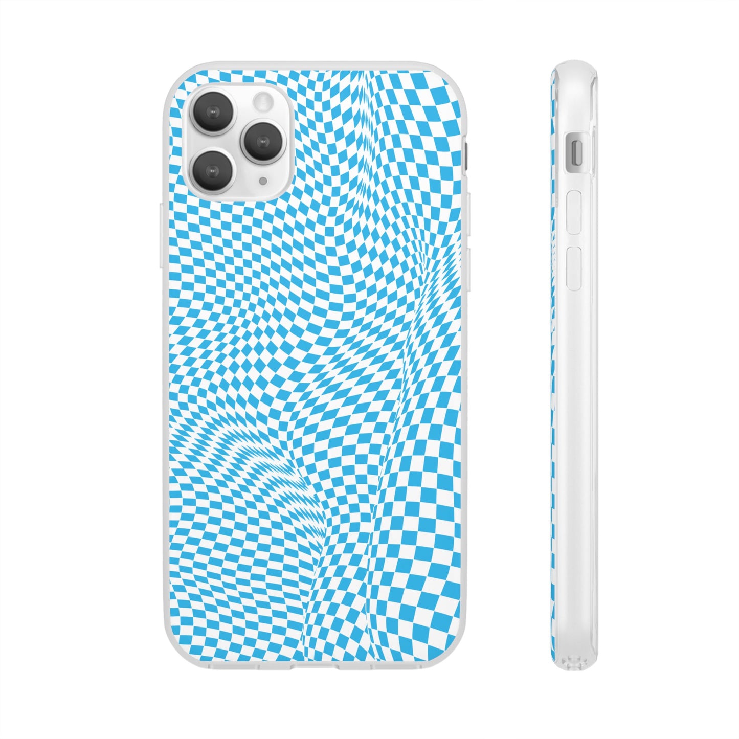 TRIPPY BLUE CHECKERED IPHONE FLEXI PHONECASE