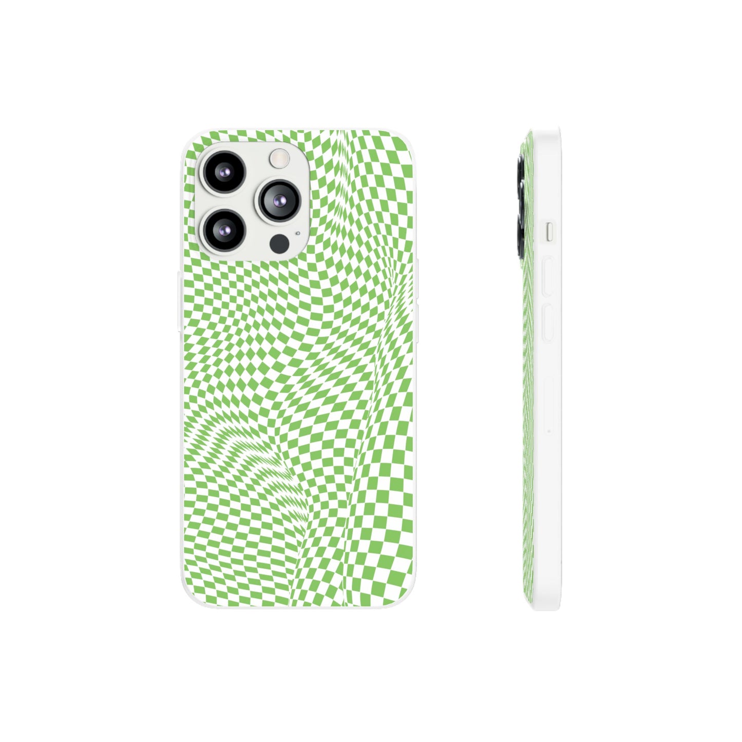 TRIPPY GREEN CHECKERED IPHONE FLEXI PHONECASE