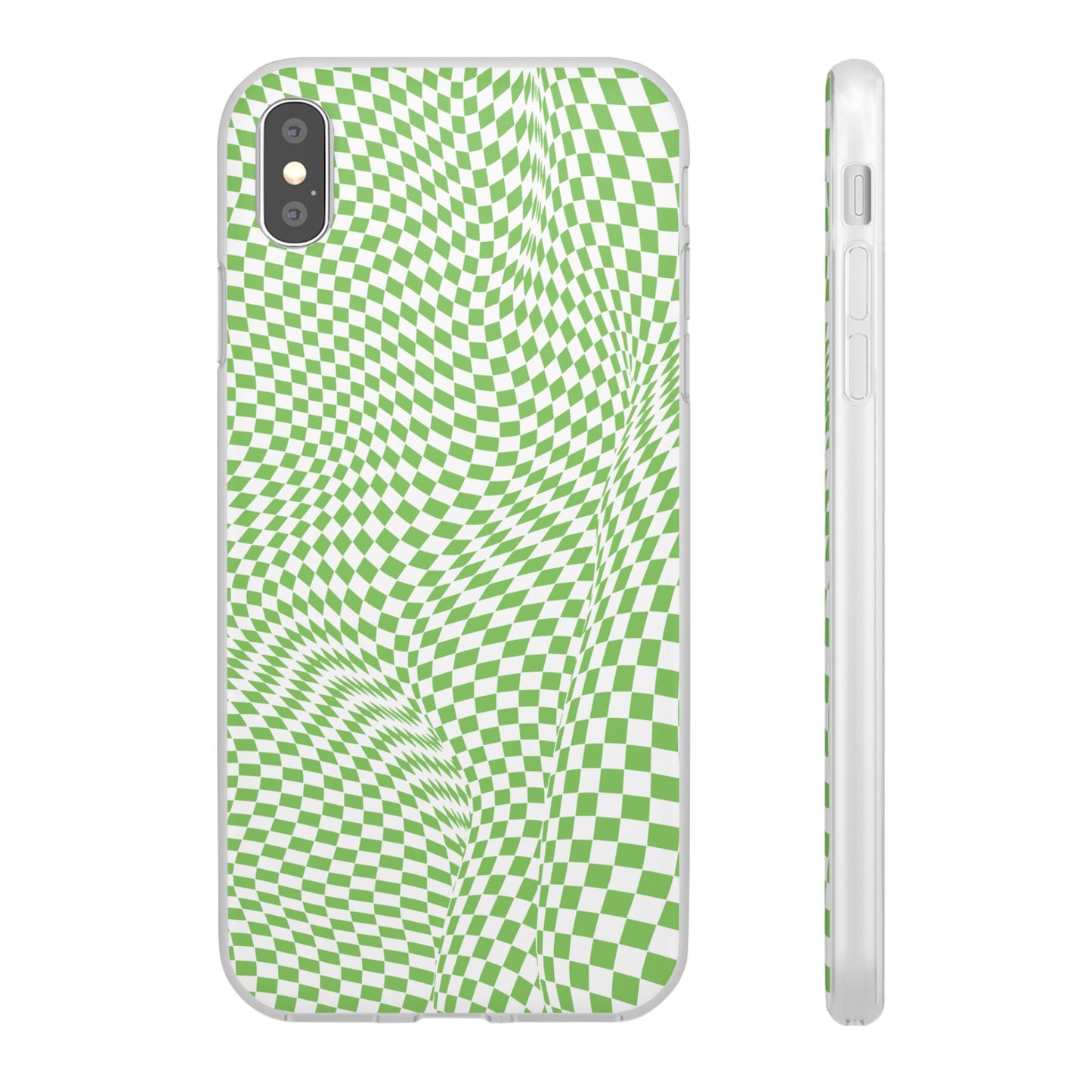 TRIPPY GREEN CHECKERED IPHONE FLEXI PHONECASE
