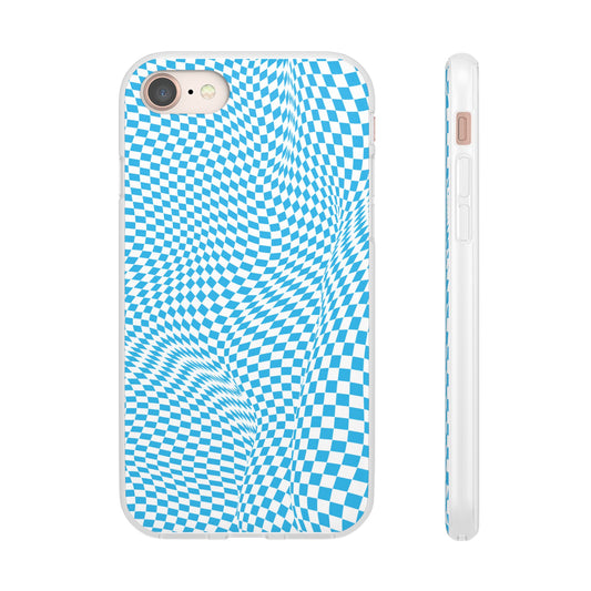 TRIPPY BLUE CHECKERED IPHONE FLEXI PHONECASE
