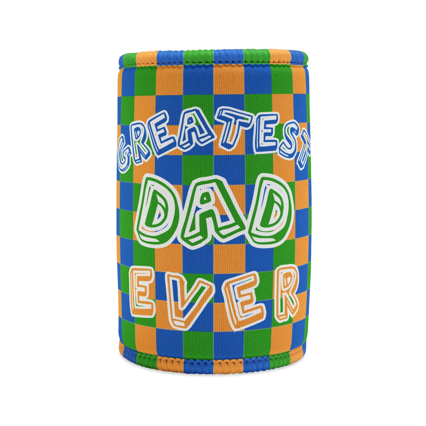 GREATEST DAD EVER CHECKERED STUBBY COOLER
